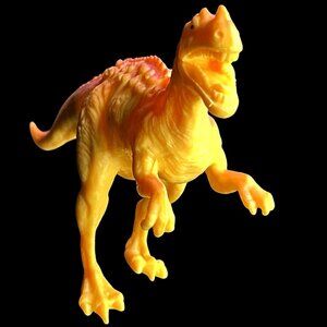 Plastic Dinosaur Figurine Toy 6" Yellow & Pink Realistic Details For Kids Or Col